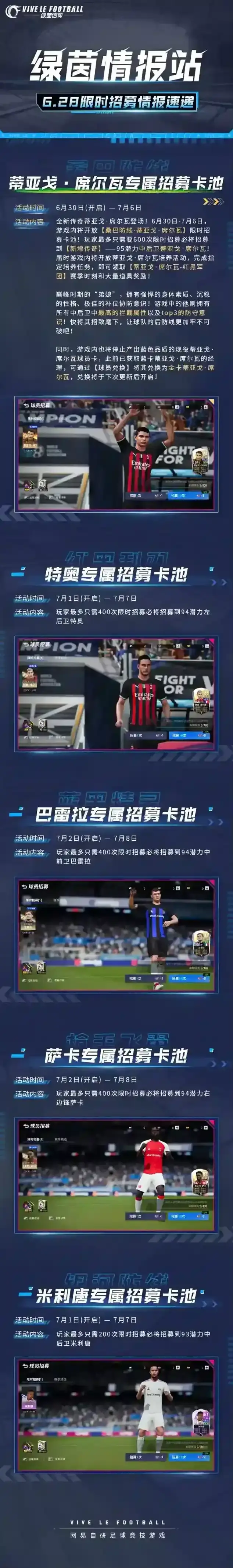 绿茵信仰情报站-限时招募卡池 | 0628情报速递！