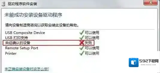 win7系统安装打印机(扫描仪)提示未经确认的设备（未知设备）该怎么办？