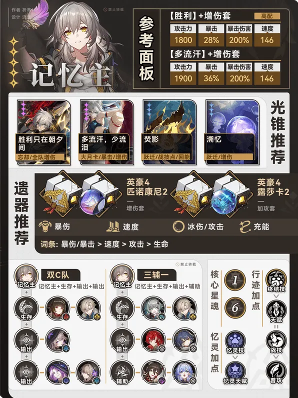 崩坏星穹铁道3.0记忆主配队遗器词条推荐详解