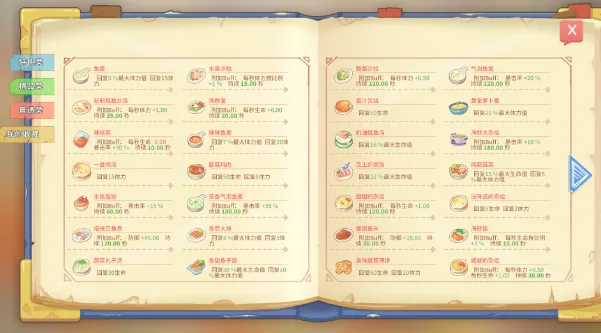 波西亚时光菜谱全收集攻略