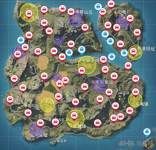 荒野行动物资分布图资源点位全解析