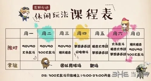 荒野行动玩法课程表调整玩法详解