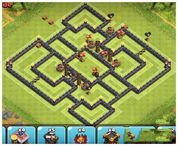 部落冲突COC10本迫击炮阵摆法
