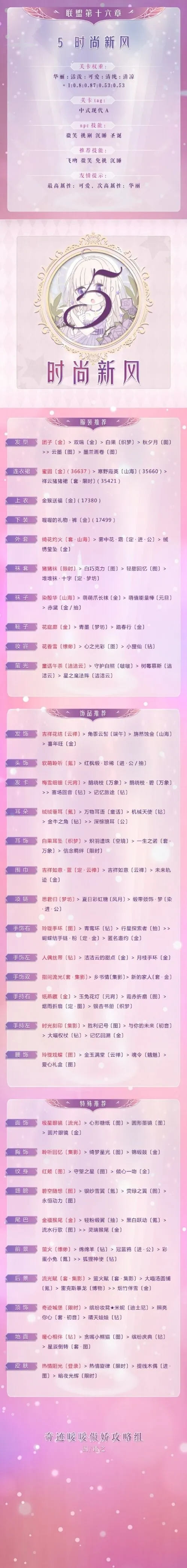 《奇迹暖暖》联盟16-5高分属性搭配