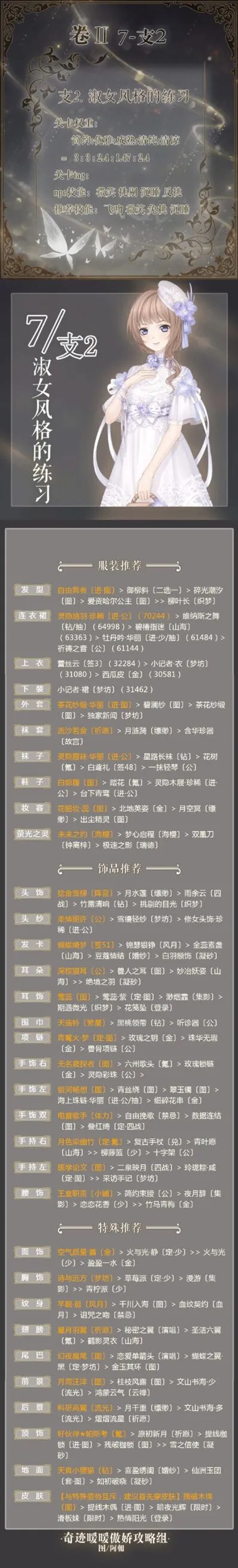 奇迹暖暖第二卷7-支线2淑女风格的练习完美S获得方法