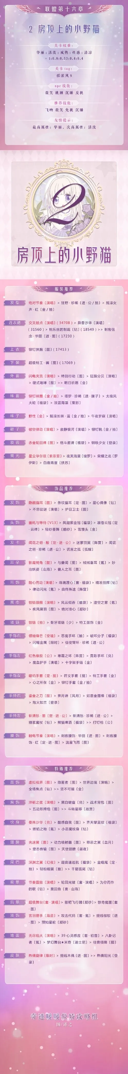 奇迹暖暖房顶上的小野猫攻略与技能选择
