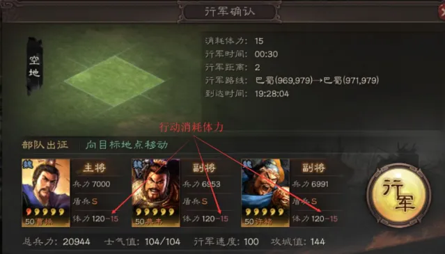 三国志战略版武将体力消耗解析
