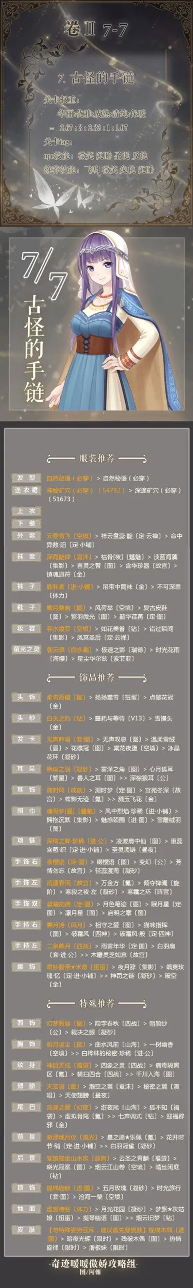 奇迹暖暖第二卷7-7古怪的手链S攻略