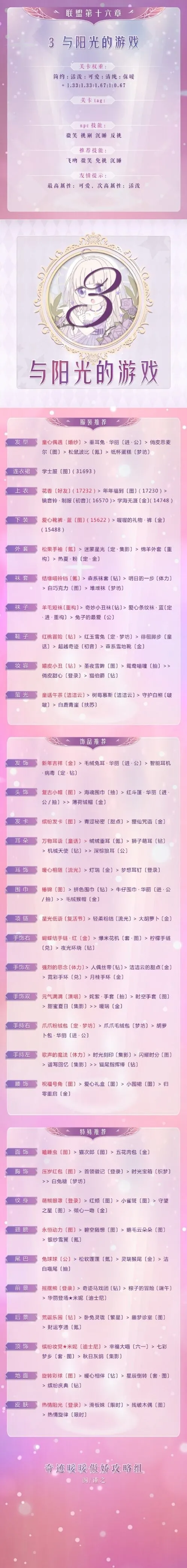 《奇迹暖暖》16章第三关高分技巧分享