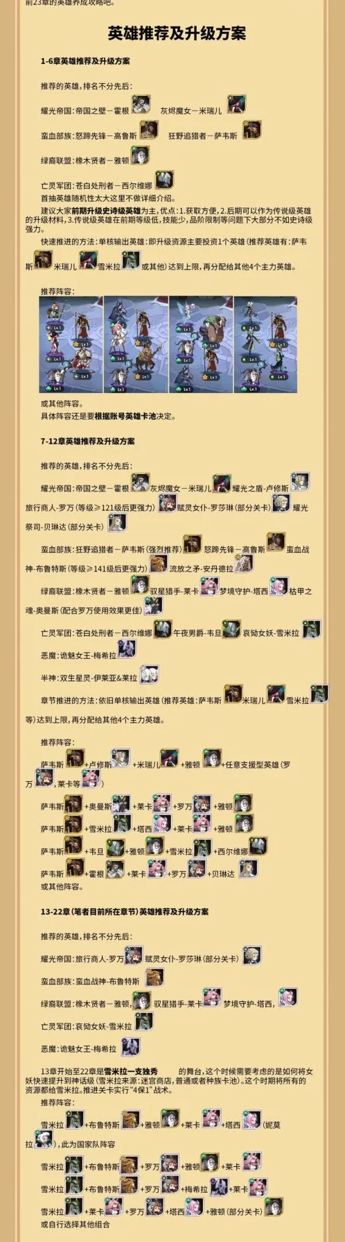 剑与远征全部主线阵容搭配技巧