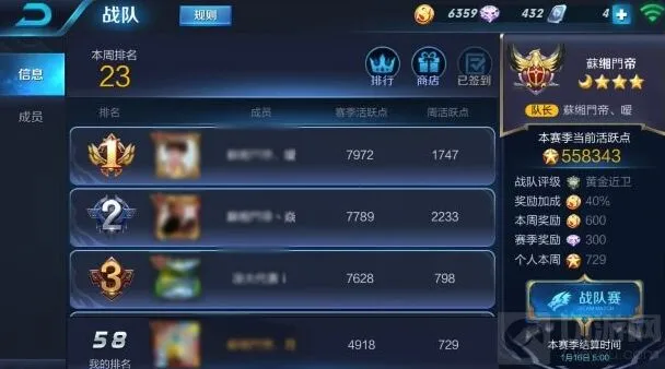 《王者荣耀》战队活跃点新规则解析