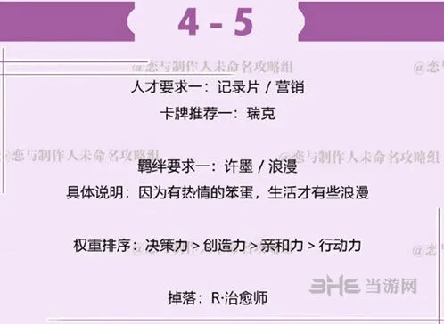 恋与制作人第四章4-5副本攻略指南