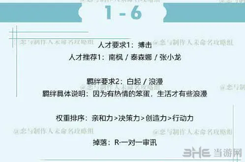恋与制作人白起拍摄副本1-6三星教学