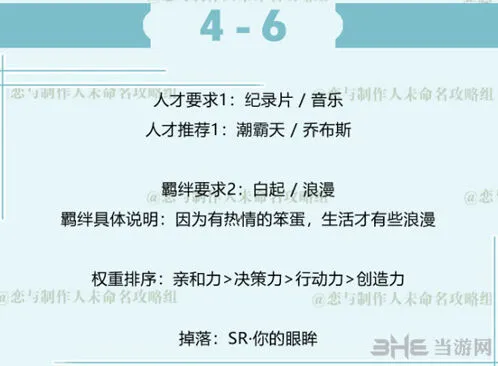 恋与制作人白起拍摄副本4-6攻略大全