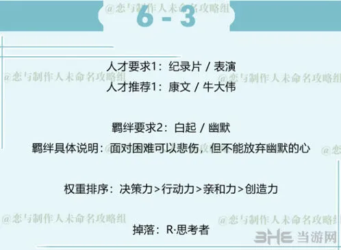恋与制作人白起拍摄副本6-3打法技巧