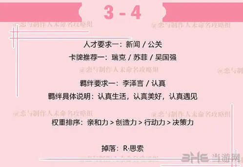 恋与制作人副本3-4过关阵容攻略