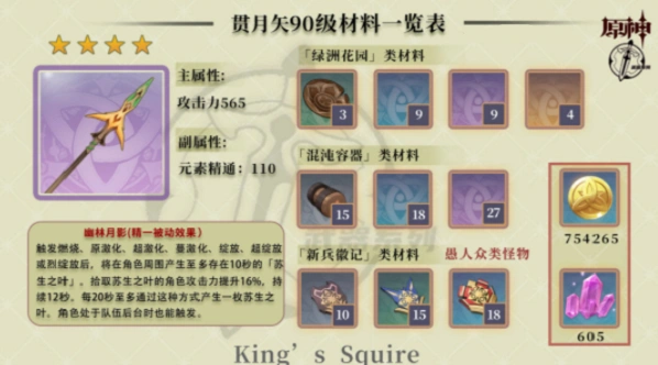 原神贯月矢怎么锻造 武器属性一览