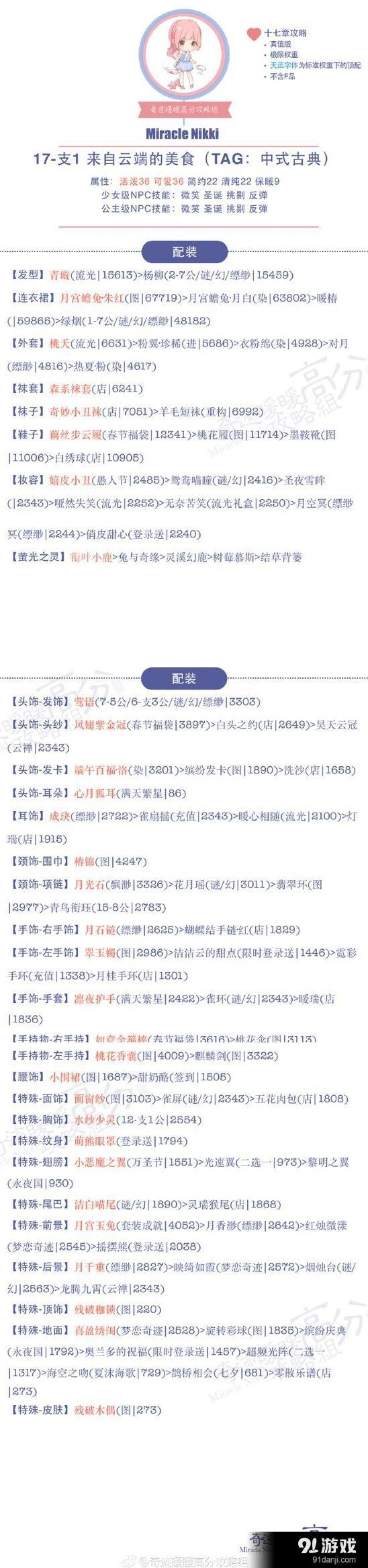奇迹暖暖第十七章攻略关卡17-支1技巧