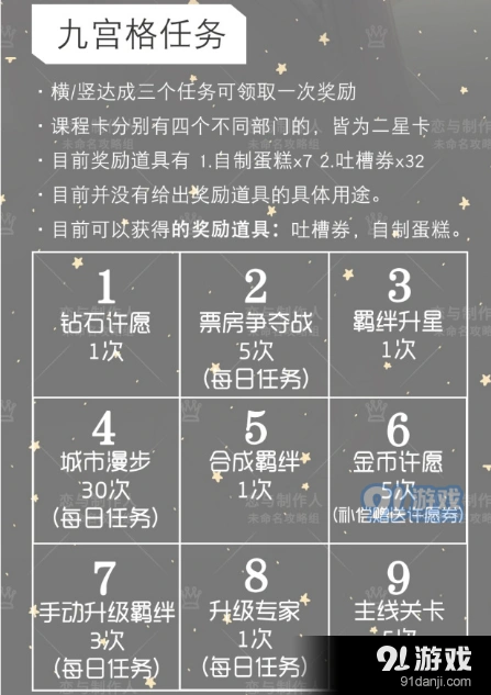 恋与制作人李泽言九宫格完整攻略