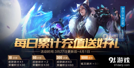 王者荣耀3月27日累计充值奖励全攻略指南