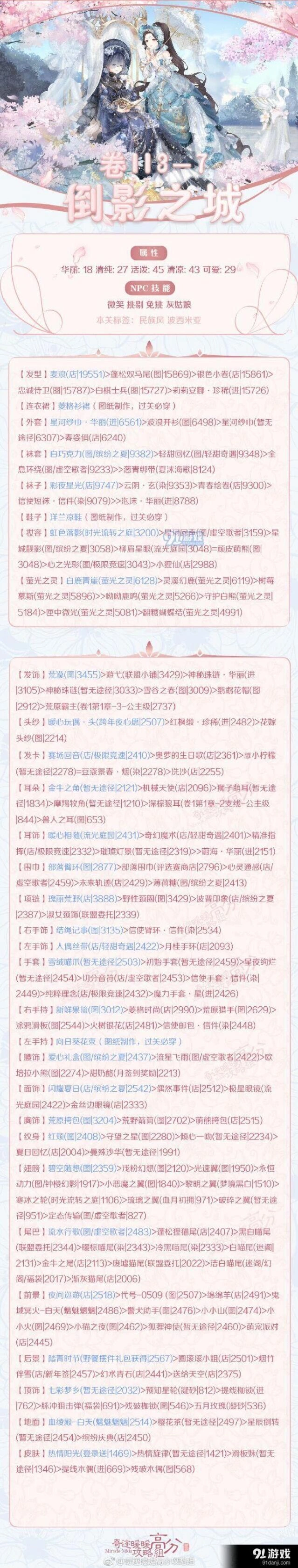 奇迹暖暖倒影之城搭配技巧 卷二3-7轻松过关