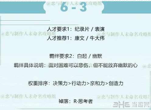 恋与制作人6-3白起羁绊三星通关攻略