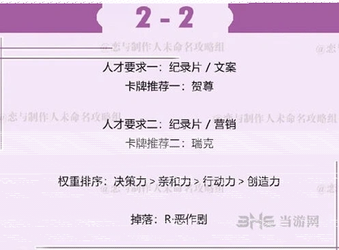 恋与制作人许墨副本2-2详细打法