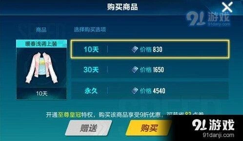 QQ飞车暖春浅调上衣点券售价