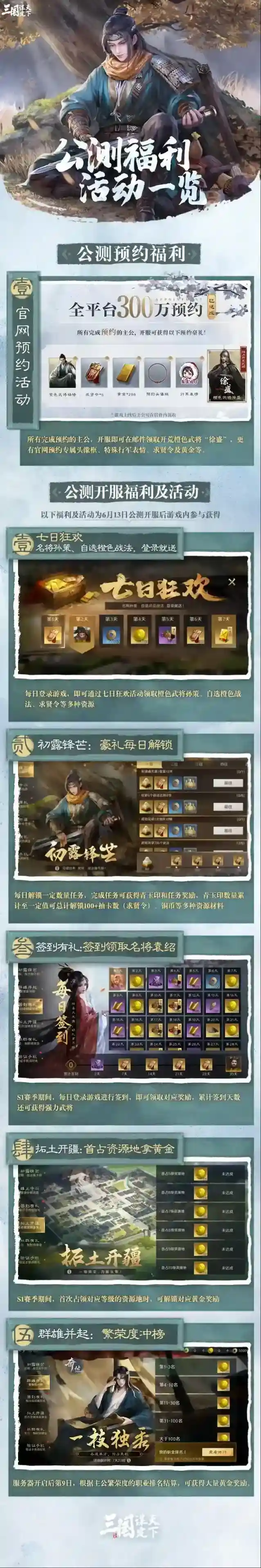 三国谋定天下公测福利活动一览