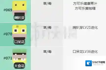 宝可梦探险寻宝喇叭芽食谱 大食花配方进化技能介绍